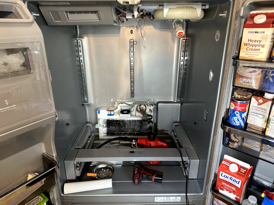 KitchenAid Refrigerator Not Cooling Properly — Fresh Food Evaporator Fan Replacement in Raleigh